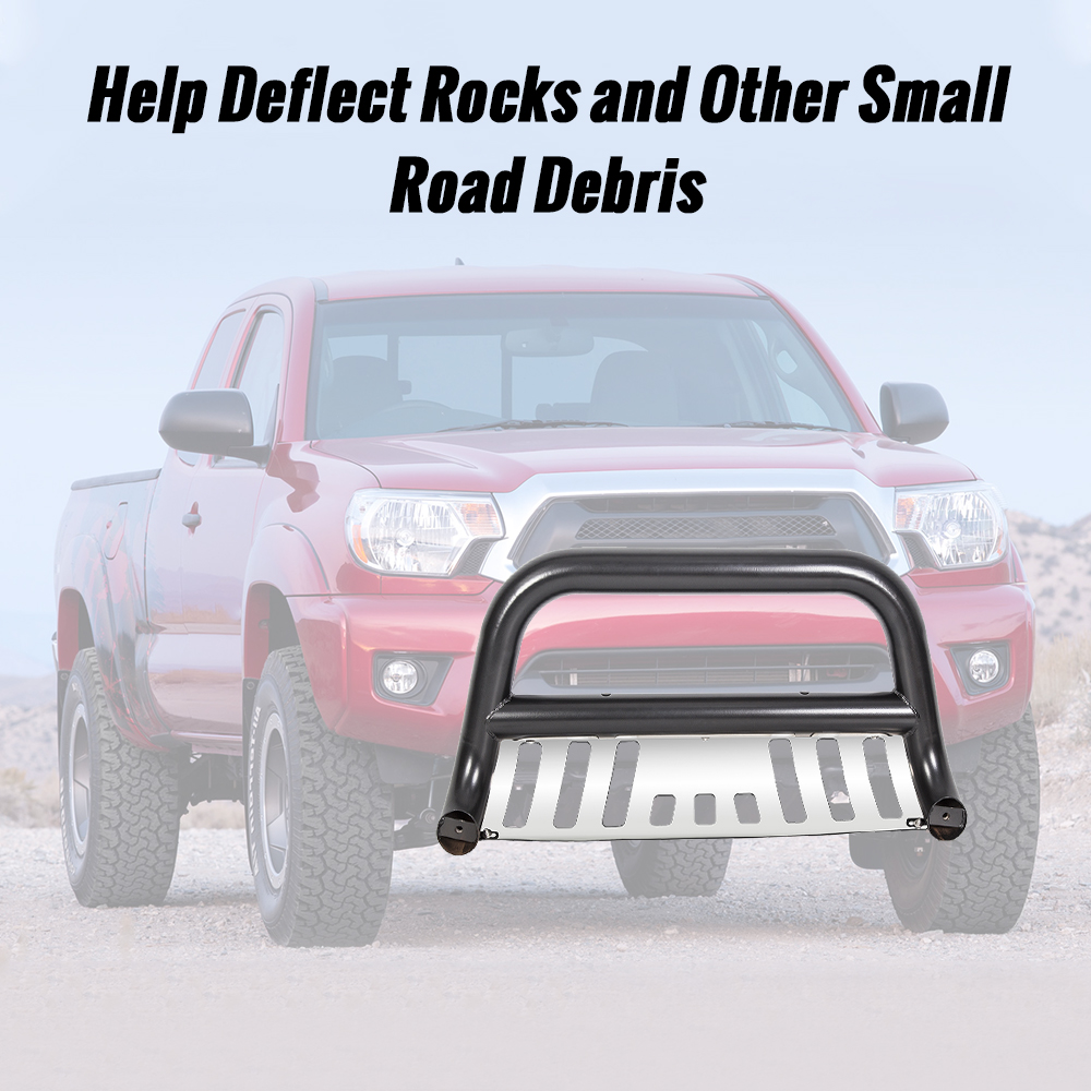Firemotoo Bull Bar 3 Front Grille Brush Guard Push Bumper For 2005-2015 Toyota Tacoma L4, Black Powder-Coated