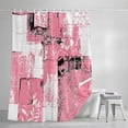 thumbnail image 4 of Modern Boho Shower Curtain, 72" x 72", Flower Geometric Texture Pink White Abstract Art Waterproof Bathroom Curtain Washable Shower Curtain Set with 12 Hooks, 4 of 8