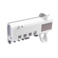 thumbnail image 5 of Soporte para cepillos de dientes y dispensador de pasta de dientes: estante de almacenamiento dental a prueba de polvo, inalámbrico, montado en la pared, puede contener 4 cepillos de baño, 5 of 5