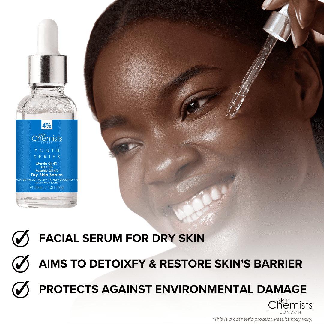 skinChemistsHydrating Serum for Dry Skin with Marula Oil, Q10 & Rose hip Oil – Nourishing & Rejuvanating Face Serum, 4.55 fl oz