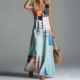 thumbnail image 5 of Gamivast Dresses for Women Sleeveless Maxi Dress V-Neck Button Front Linen Casual Loose Fit Floral Sundress with Pockets Summer Vacation Beach Dress Multicolor L, 5 of 7