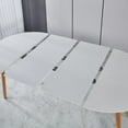 thumbnail image 6 of Tcbosik 39.3"-70.8" Expendable Dining Table for 6-8 Person, Oval Kitchen Table for Living Room, Space Saving, Matte White & Natural, 6 of 7