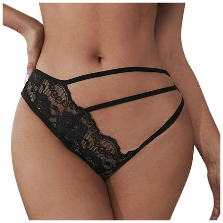 

Knosfe Women s Panties Hollow Out Sexy Thong Bandage Low Waist Stretch Soft Lace Underwear