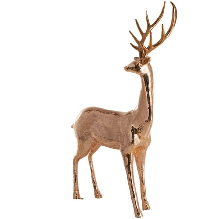 37" x 58" Copper Fiberglass Floor Reindeer Christmas Sculpture with Mosaic Pattern, by DecMode