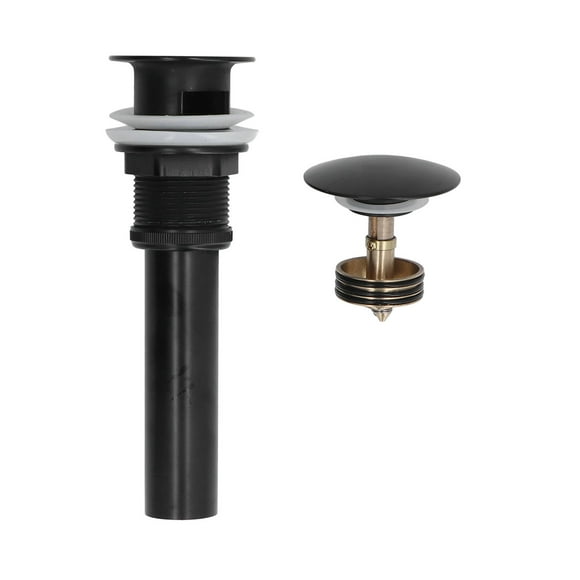 Sink Drain Stopper Copper Stainless Steel Bathroom Wash Basin Sink Drain Part for Home KitchenBlack with Overflow