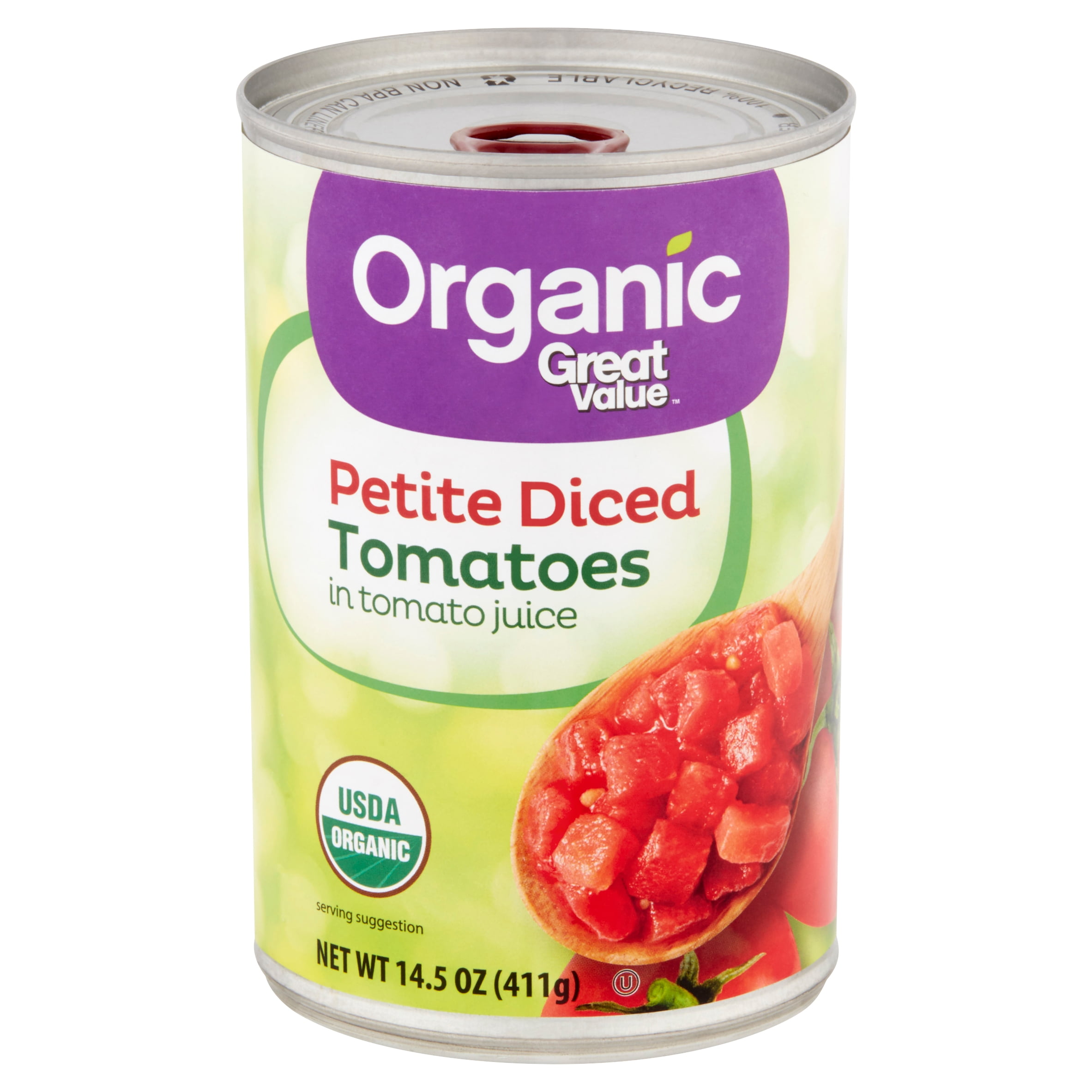 Great Value Organic Petite Diced Tomatoes in Tomato Juice, 14.5 oz
