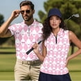 thumbnail image 2 of Aplkyhs Pink Argyle Matching Golf Shirts for Couple Lightweight Women's Matching Hawaiian Golf Shirt for Couple Racerback Design 4-Way Stretch Keep Cool in Hot Weather, 2 of 6