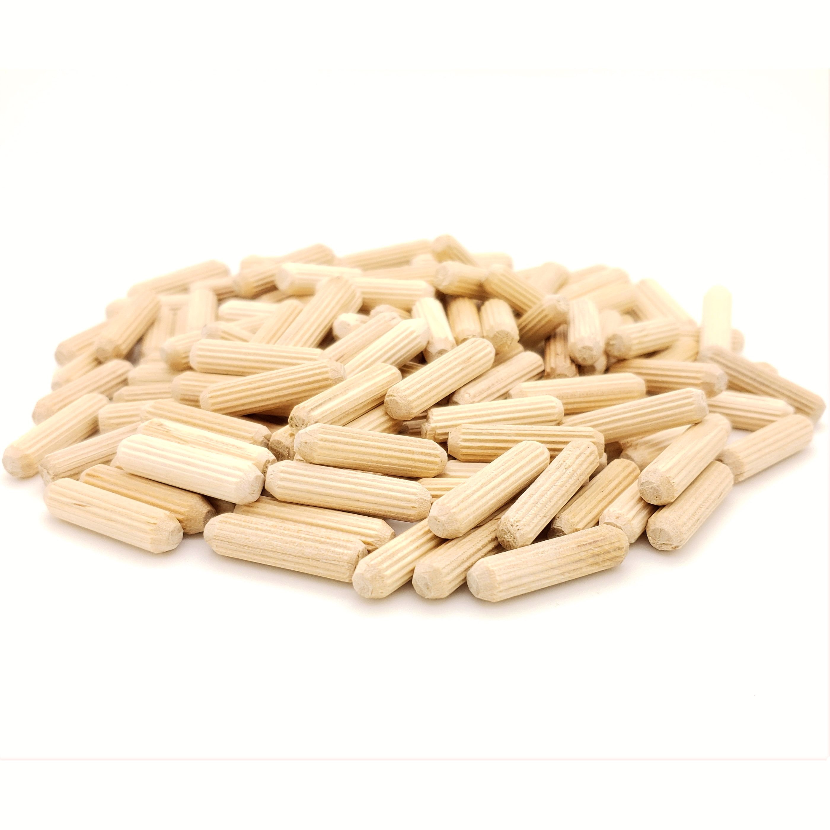 100 Qty 1/4" X 1" Fluted Birch Wooden Dowel Pins (BCP255)