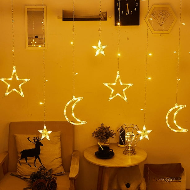 Cadena de luces LED de alambre de cobre con forma de estrella por todo el cielo, luces decorativas de cinco puntas para Navidad, fiestas y lunas