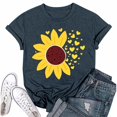 thumbnail image 2 of NAMTYQX Hawaiian Shirts for Women Breathable Short Sleeve Crewneck Stretch Graphic Plus Size Muster Loose Cute Blouses for Women Blue Size M, 2 of 5