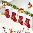 thumbnail image 4 of Medias navideñas, 2 piezas de 17,3 pulgadas, medias navideñas de arpillera con puños de felpa grandes, para decoraciones de fiestas navideñas familiares (ciervo con purpurina roja y dorada), 4 of 4