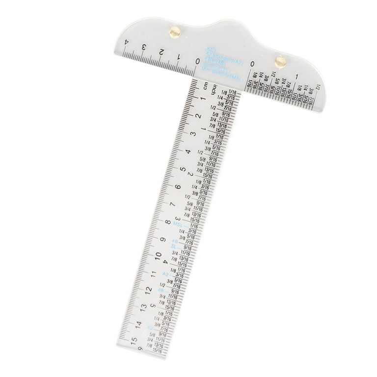 T Ruler Inch CM Scale Transparent Acrylic Portable Multi Function