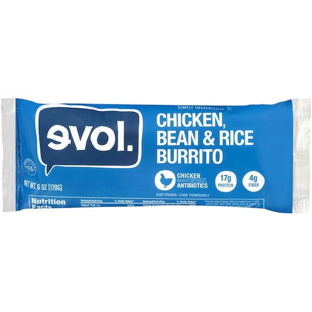 Evol Chicken Bean Rice Classic Burrito, 6 Ounce -- 12 per case