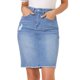 thumbnail image 1 of INSPIRE CHIC Falda Vaquera Midi Básica Desgastada De Cintura Alta Con Dobladillo Rasgado Y Lavado Para Mujer Cielo azul XL, 1 of 6