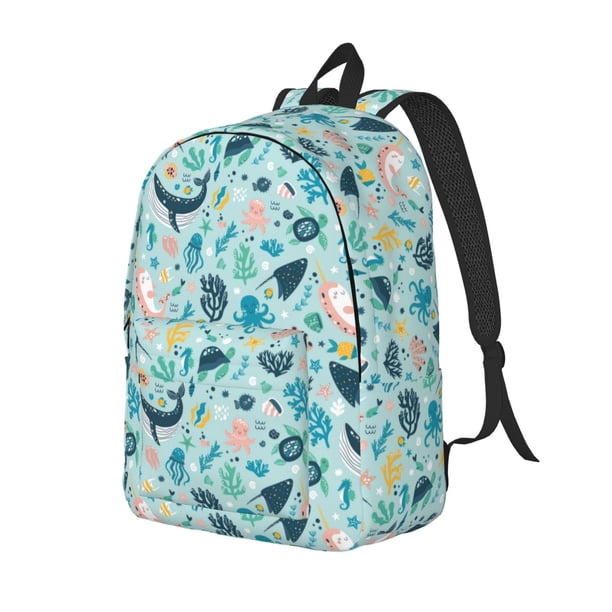 Easygdp Sea Animal Mochila de Lona Resistente para Laptop, Compatible con Laptops de 15 a 17 pulgadas, Ideal para Escuela, Trabajo y Viajes-Medium