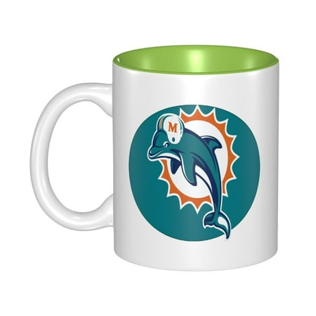 

Miami_Dolphins 11 Oz Originality Coffee Mugs Large Water Mugs With Handle Porcelain Coffee Cup Thank You Gifts For Mom Dad And Friends Green