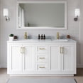 thumbnail image 2 of Wyndham Collection Miranda 66" Veneer Wood Double Bathroom Vanity in White/Gold, 2 of 6