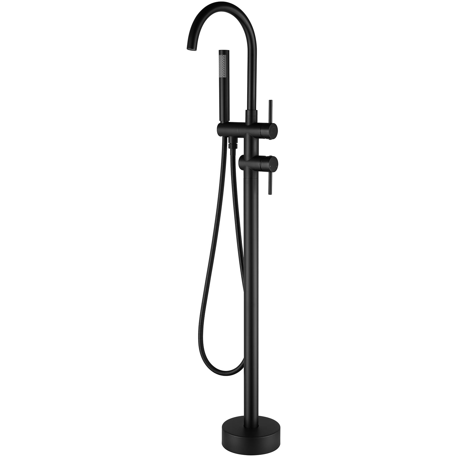 BWE Freestanding Bathtub Faucet Waterfall Tub Filler Matte Black Floor Mount Brass Single Handle