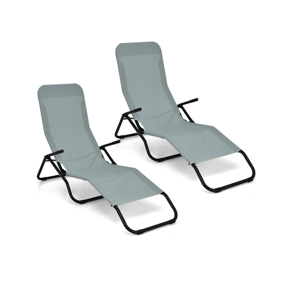 Aimee Lii 2 Pieces Folding Portable Patio Chaise Lounger with Rocking Design, Patio Loungers, Light Green