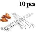 thumbnail image 1 of 10 Pcs Brochettes de Barbecue Bâtons de BBQ en Acier Inoxydable Brochettes de Gril pour le Gril, 1 of 10