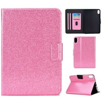 Dteck for iPad 10th Gen 10.9" 2022 Case, Glitter Sparkly Folio Folding Stand Smart Auto Wake/Sleep Faux Leather Protective Case with Pen Holder,Pink