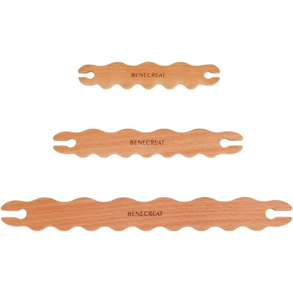 1set 3 Pcs Wooden Weaving Tool Wavy Stick Shuttles Beech Wood DIY Weaving Tool Shuttles Weaving Stick for Crafts Knitting Projects 5.9/7.68/11.6 Inch