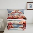 thumbnail image 4 of Flamingo Comforter Set Pink Rose King Bedding Set,Romantic Flowers Quilt Ocean Bird Love Duvet Insert,Kawaii Room Decor, 4 of 5
