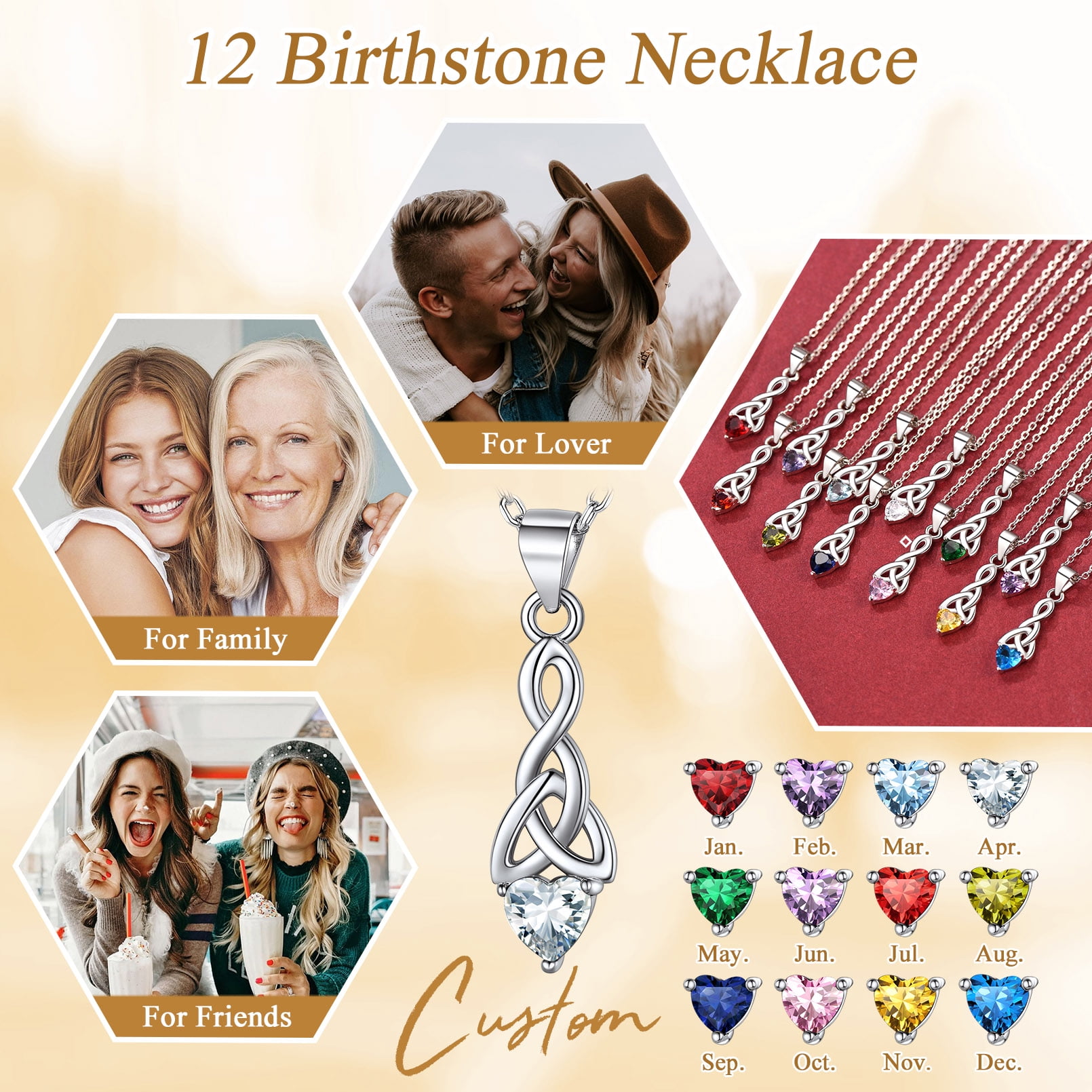 FaithHeart April Birthstone Heart Necklace for Women Celtic Knot Pendant Necklace 925 Sterling Silver Sister Friend Christmas Birthday Jewelry Gift