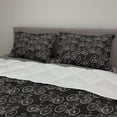 thumbnail image 2 of Bicycle Comforter & Sham Bedding Set, Vintage Bikes in Hand Drawn Style on a Black Background with Grunge Effect, 3 pcs Duvet Set Microfiber Filling Quilt, 5 Sizes, Black and White, by Ambesonne, 2 of 4