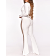 thumbnail image 4 of Women Sexy One Shoulder Bodycon Rhinestone Leg Jumpsuit Wide Leg Split Long Pant Club Romper Overall(WH-M), 4 of 7