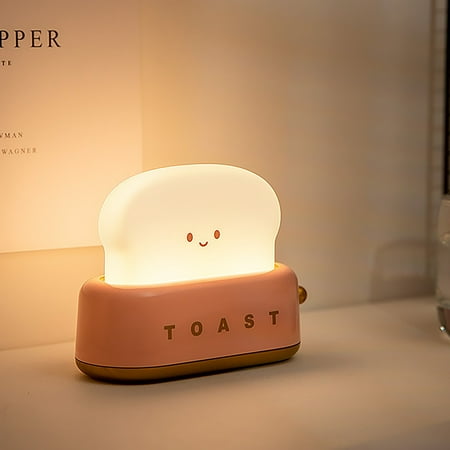 

lulshou Toaster Night Light Gift Festive Atmosphere Lamp Bedroom Bedside With Sleep Timer Lamp