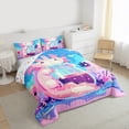 thumbnail image 3 of Manfei Funny Axolotl Child Full Size Comforter Sets, Blue Pink Cartoon Bedding Comforter Set, Dreamy Stars Starry Sky Reversible Bedding Sets, Microfiber Bedroom Decor, 3 Pieces, 3 of 8