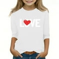 thumbnail image 2 of White Cold Shoulder LOVE Graphic Girls Top, 3/4 Sleeve Soft Stretchy Polyester Spandex Casual Relaxed Fit Tee for Girls Ages 4-12,Size 12-13T, 2 of 5