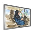 thumbnail image 2 of Designart 'Arabian Lady Driving A Car I' Modern Framed Art Print, 2 of 4