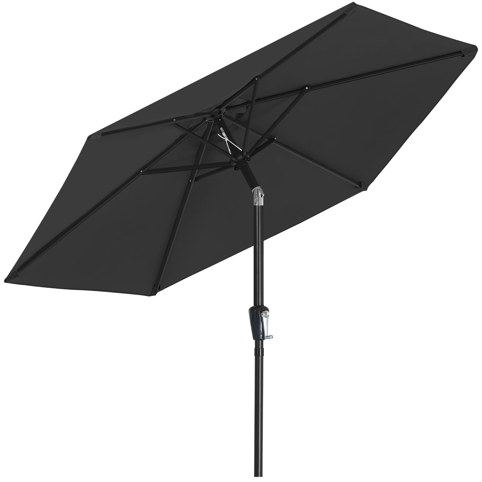 7.5ft Outdoor Patio Umbrella UPF50+ UV Protection with Push Button Tilt, Crank and 6 Sturdy Ribs
