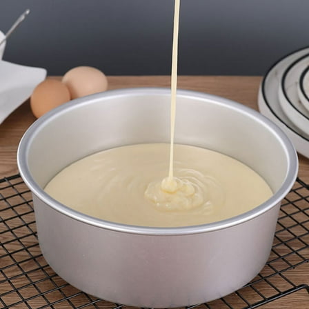 STOBOK 8 Inch Aluminum Round Cake Pan Chiffon Tube Pan with Removable Bottom for Baking