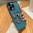 thumbnail image 2 of for iPhone 12 Pro Max Case Women Cute Bowknot Glitter Rhinestone Bling Plating Bumper Luxury Women Girl Phone Case,[Camera Lens Protection] Shine Diamond Case for iPhone 12 Pro Max Cover, Blue, 2 of 7