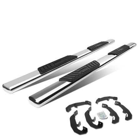 DNA Motoring 6" Chrome Side Step Nerf Bars Running Boards for 2019-2021 Silverado Sierra Crew Cab