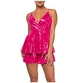 thumbnail image 2 of QATAINLAV Todays Daily Sales Jumpsuits for Women Fashion Sparkly Sequin Straps Romper Dressy Sleeveless One Piece Shorts Cocktail Wedding Party Glitter Outfits Hot Pink XXXL, 2 of 6