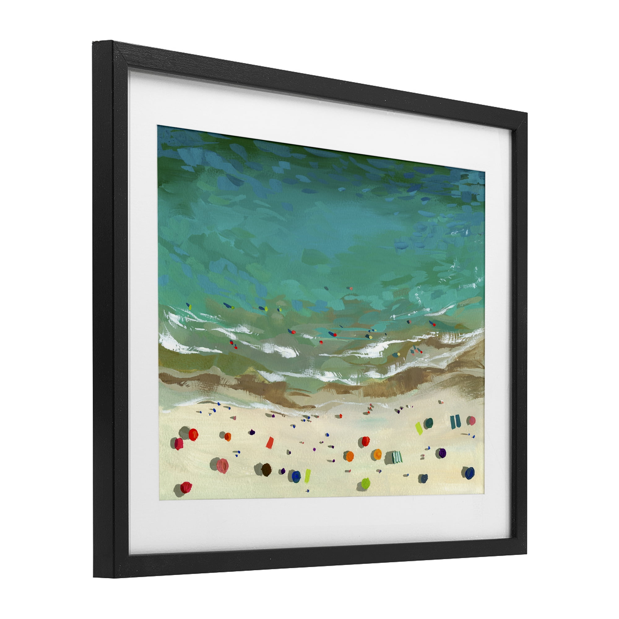 Stupell Industries Aerial Turquoise Shoreline Black Framed Print Under Glass, design by Brook Page