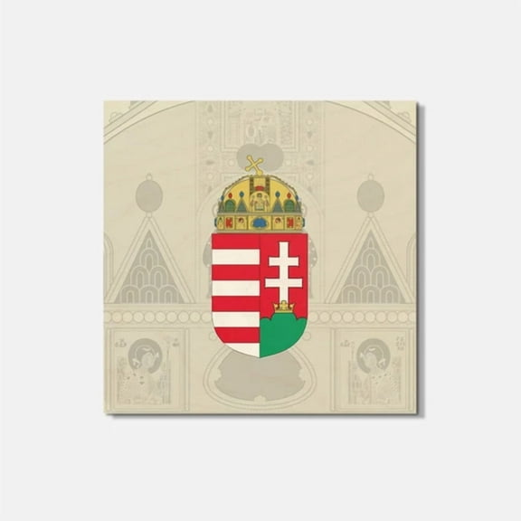 Hungary Coat Of Arms 4'' X 4'' Square Wooden Coaster