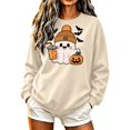 thumbnail image 2 of HomeDM Halloween Long Sleeve Sweatshirts Pumpkin Graphic Pullover Tops Crew Neck Cute Ghost, 2 of 6