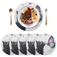thumbnail image 4 of Round Grid Placemat ,One Sizex1, Round Placemat, PVC Plate Mat，15.4 Inch Non-Slip and Heat Resistant, Table Placemat, Dining Room Placemat Kiss Butterfly Cat, 4 of 7