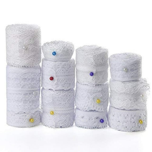 Fepito Cinta De Encaje Blanca De 39,6 Yardas 12 Rollos De Cinta De Encaje Surtida Para Costura Y Decoraciones Festoneadas De Boda Nupcial
