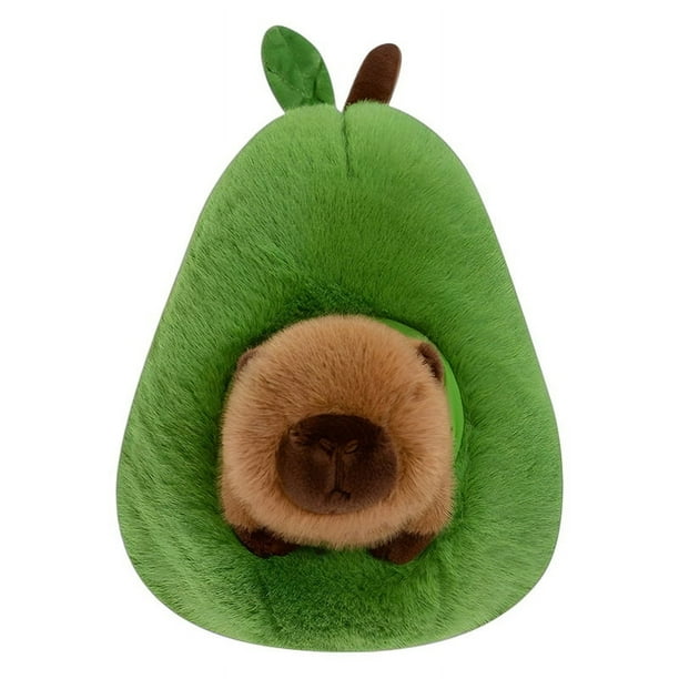 Juguete de Peluche de Capibara de Aguacate, Animal de Peluche de Capibara Realista, Suave, Relleno de Capibara, Muñeco de Peluche de Comida de Aguacate, 35 cm