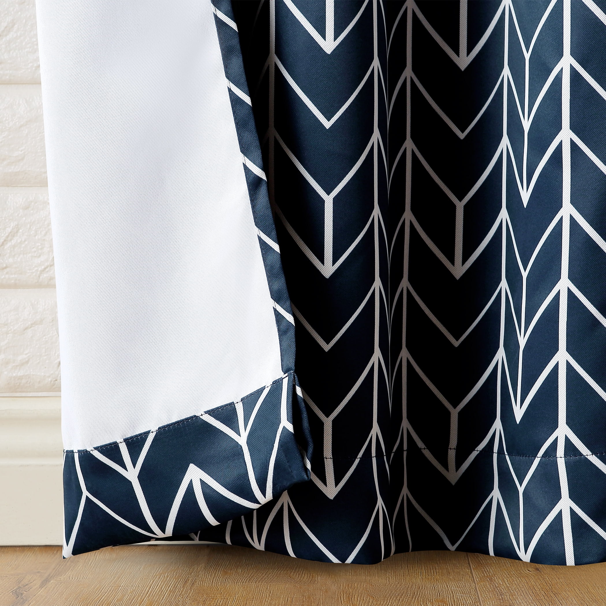Sun Zero Kenwood Chevron Blackout Grommet Curtain Panel, 40"X95", Navy