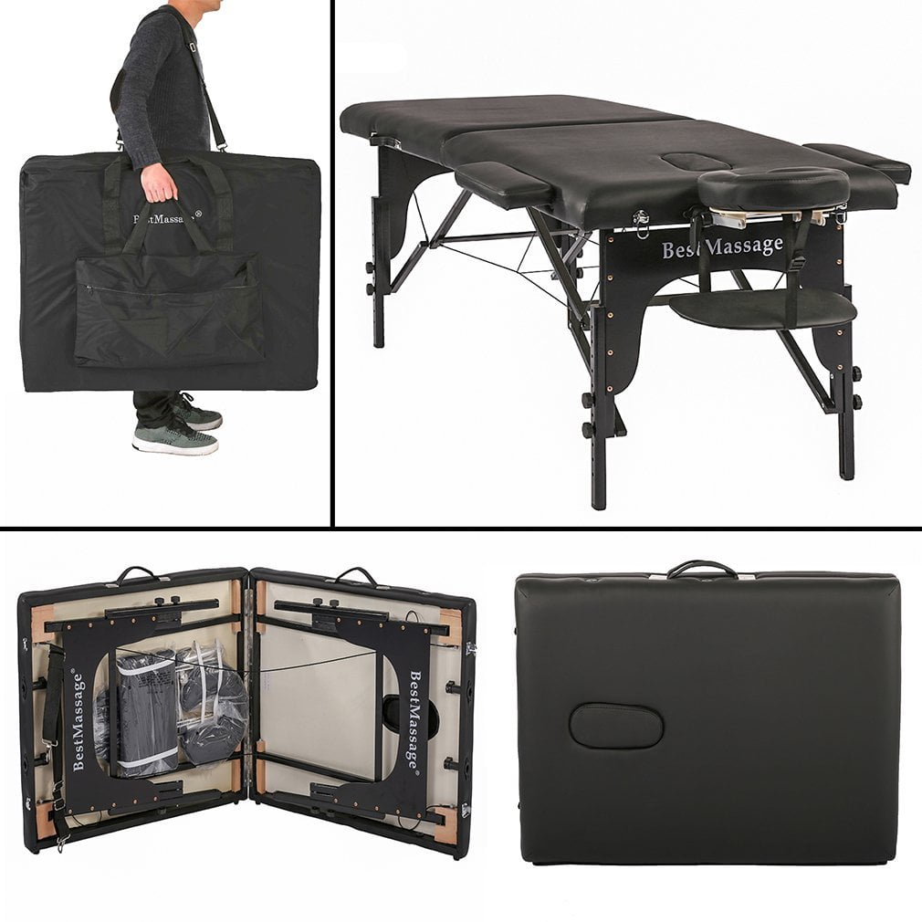 73" PU Portable 2" Padding Folding Massage Table W/Free Carry Case Bed