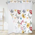 thumbnail image 1 of Dznils Cortina Shower de Tela Blanca sin Gancho con Forro a Presión, 72" x 74", Estampado Floral Rojo, 1 of 11