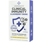 LifeSeasons Clinical Immunity - Elderberry Drink Mix - Protects & Fights for Healthy Immune Response - Immunity Booster - Serve Hot or Cold - Vitamin C + D + Zinc - (5 Pack)