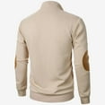 thumbnail image 2 of Sweatshirts for Men Stand Neck Sweatshirt Tops Elbow Patch Pullover Sweater Blouse Button Long Sleeve Loose Sweatshirt Fall Winter Blouses Sports Workout Travel Loungewear, 2 of 4